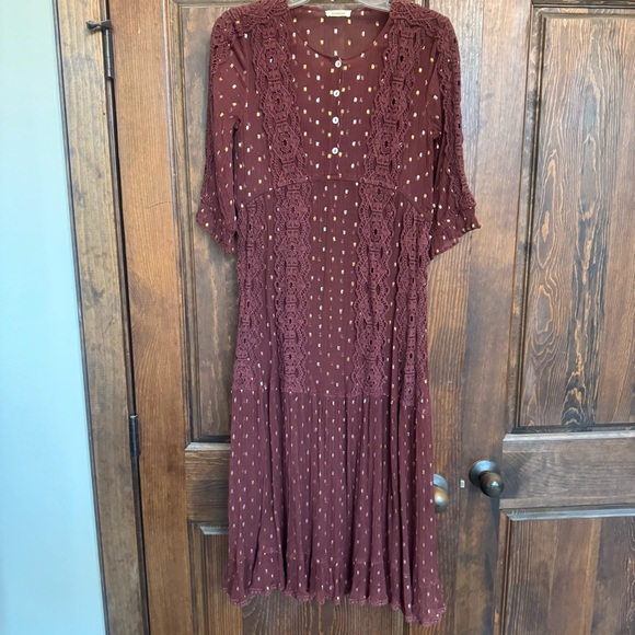 Sundance Boho Gold Flecked Sheer Over Dress - Picture 10 of 13